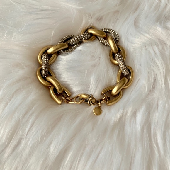 🍀2/$25 J.Crew Gold and pave link bracelet - Picture 1 of 7